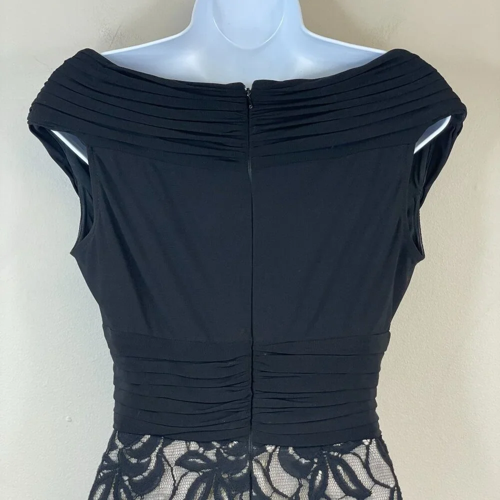 Adrianna Papell Dress Womens 6 Pleated Timeless Cocktail Stretch Lace Sheath LBD - Picture 4 of 16